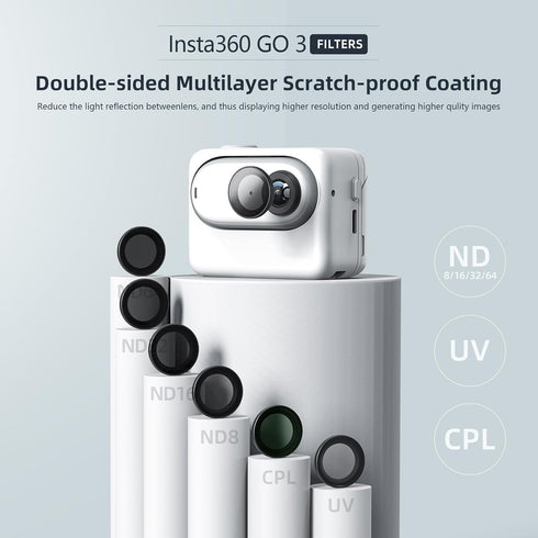 Lens ND Filter Set (4 PCS) for Insta360 GO3/GO2, ND8/ND16/ND32/ND64 Waterproof Double Sided Coating Accessories