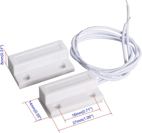 Aoje-Link RC-38A NC Wired Magnetic Door Switch Window Sensor Alarm for Home Security Access Control and Burglar Alarm Systems White 2pcs