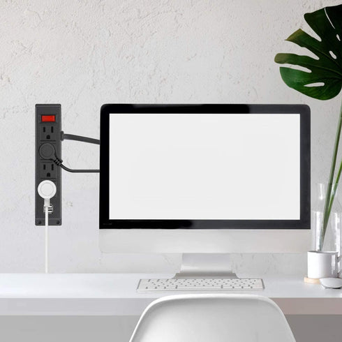 Wall Mount Power Strip with 4 Outlets, 2 USB Ports, 6FT Power Cord for Workbench, Nightstand, Dresser