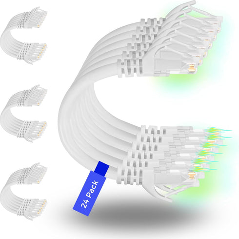 Rapink Patch Cables Cat6 0.5ft (48 Pack), 10G Ethernet Patch Cable for Patch Panel to Switch, Flexible with Gold Plated