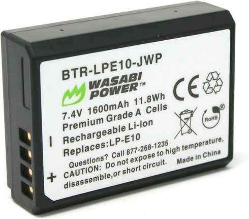 Wasabi Power Battery for Canon LP-E10, EOS Rebel T3, T5, T6, T7, T100, 1100D, 1200D, 1300D, 1500D, 2000D, 3000D, 4000D,