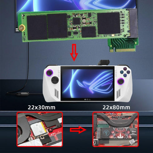chenyang ROG Ally Gaming Internal M.2 NVME M-Key 2230 to 2280mm SSD Upgrade Extension Adapter by chenyang
