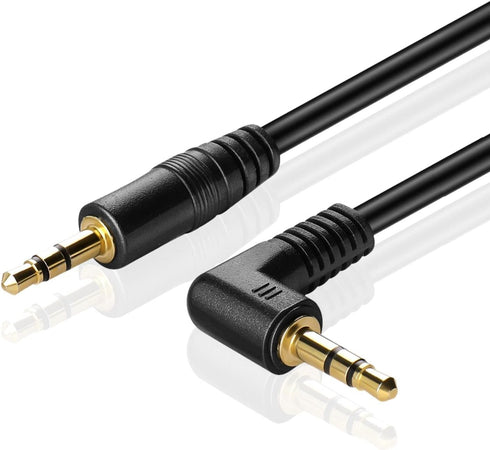 TNP Audio Cable 3.5mm Right Angle (15FT) Male to Male, Gold Plated AUX Adapter for Bose Sony Headphones, iPhone, iPod