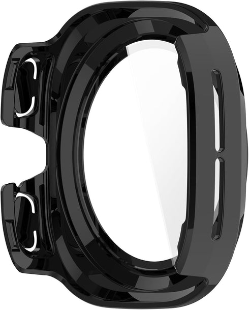 E ECSEM Waterproof Hard Case for Samsung Galaxy Watch 7 Ultra, Ultra-Thin Tough Cover with Tempered Glass - Black