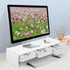 VALEN White Monitor Stand Riser, Computer Laptop Riser Shelf with 3 Organizer Drawers (19.5" L x 7.5" W x 4.7" H)