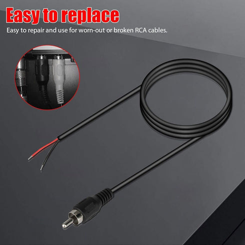 RCA to Bare Wire Speaker Cable | 10 FT Subwoofer HDTV Cable Male Plug Jack Connector | Open Audio Video RCA Cable Cord for Speakers Amplifier Audio Video AV Receivers - 2 Pack