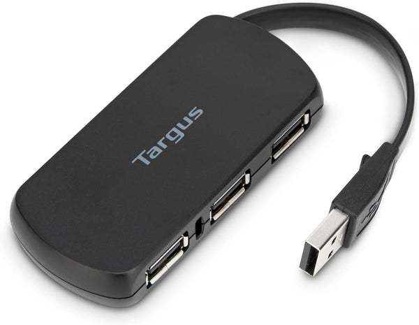 Targus 4-Port USB 2.0 Hub, Black - Compatible with PC and Mac, Sleek
