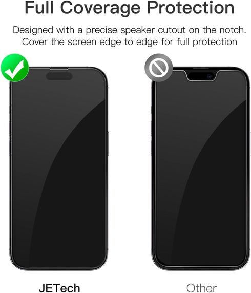 JETech Full Coverage Screen Protector for iPhone 14 Pro Max 6.7-Inch, Black Edge Tempered Glass Film with Easy Installation Tool, Case-Friendly, HD Clear, 3-Pack