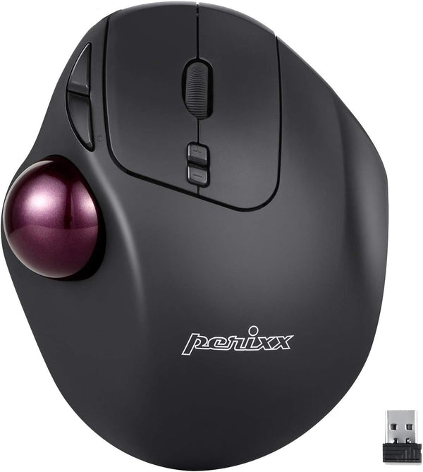 Perixx11568 Perimice-717 Wireless Trackball Mouse - 1.34 Inch Trackball, 5 Programmable Buttons, Black