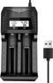 WAVYPO 18650 Battery Charger, 2 Bays Smart Universal Charger with LCD Display for