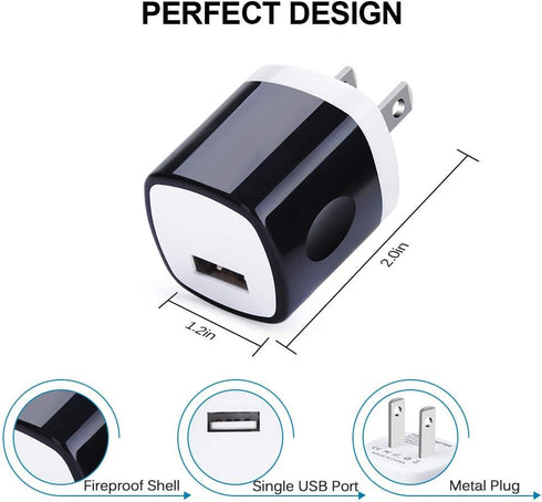 UorMe Wall Adapter 10 Pack, 1A 5V Single Port Charger Power USB Plug Charging Cube for iPhone 14 13 12 SE 11, Galaxy