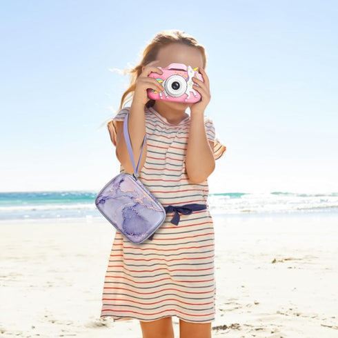 Fintie Kids Camera Case for Goopow/Seckton/Dylanto/Mgaolo/Masterbee, Digital Video Camera Bag (Lilac Marble)