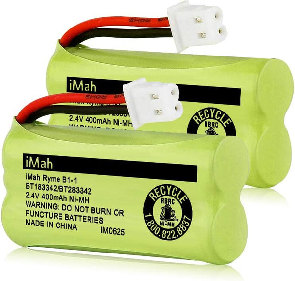iMah BT183342/BT283342 2.4V 400mAh Ni-MH Battery, 2-Pack Compatible with AT&T and VTech Handsets