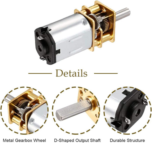 Hxchen 6V 300RPM N20 3mm DC Mini Metal Gearwheel Gear Motor Shaft for Robot Wheel DIY Toys
