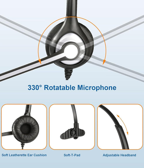 Headset PC,3.5mm Headsets Wantek Cell Phone with Microphone Noise Cancelling for Laptops, Jack,Volume Control,Wired