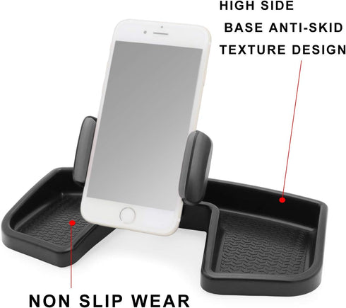 Camoo Phone & GPS Car Holder for Jeep Renegade, 360 Degree Rotation with Organizer Storage, Fits 2015-2025 (Black)