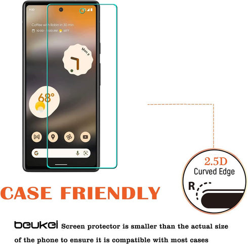 beukei 3 Pack Tempered Glass Screen Protector for Google Pixel 6a 5G, Touch Sensitive, Case Friendly, 9H Hardness