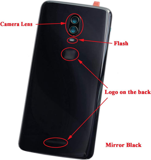 Ubrokeifixit Rear Back Glass Door Cover Replacement for OnePlus 6T A6010 A6013 LTE 6.41" (Mirror Black)