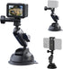 TELESIN Aluminum Camera Suction Cup Car Mount with Phone Holder, Windshield Dashboard Accessories for GoPro 12 11 10 9