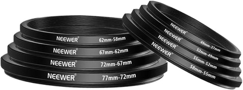 Neewer 18 Pieces Metal Camera Lens Filter Adapter Ring Kit, Compatible with Canon Nikon Sony Olympus DSLR