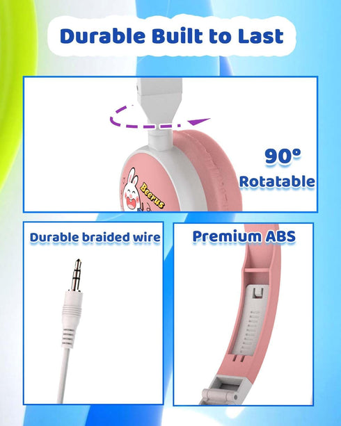 6+, 2 Pack 98dB Kids Headphones for School, Ages with Splitter, Safe Volume, Fun Colors, Perfect for Sharing at Home