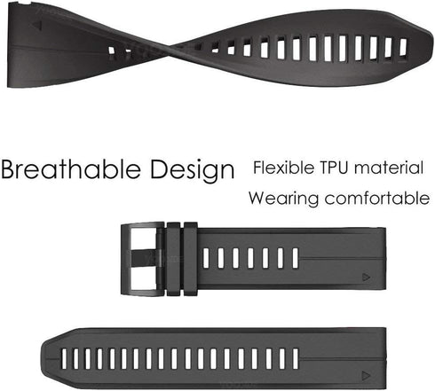 YOOSIDE 22mm Quick Fit Silicone Sport Waterproof Replacement Watch Band for Garmin Instinct/Fenix 5 (Black)