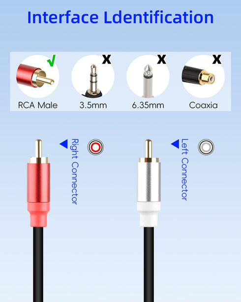2Pack 2RCA 2RCA 1FT, 2 2 GELRHONR to Cable Short RCA Male to RCA Male Stereo Audio Cable for Subwoofer, Speaker, Home