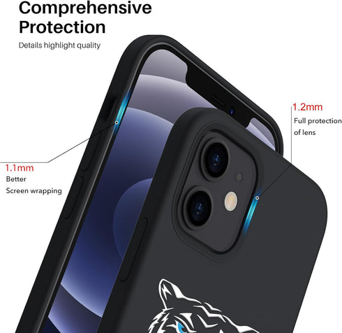 ORNARTO Slim Liquid Silicone Case for iPhone 12 Mini, 3 Layers Full Covered Soft Gel Rubber 5.4 inch-Black
