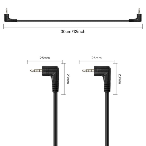 PNGKNYOCN 2.5mm Audio Aux Cable, 90 Degree TRRS Male to Male Double Angled Stereo Headset Connector Cable (0.3M)
