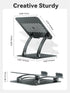 tounee 4.7-16.9" Tablet Holder Stand, Dual Rod Adjustable Aluminum Desktop Stand, Compatible with iPads, Surface