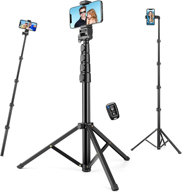 Phone Tripod, 70" Stand for Phone & Camera, with Remote and Holder, Compatible with iPhone & GoPro