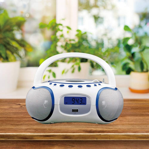 HANNLOMAX HX-309CD Portable CD/MP3 Boombox, AM/FM Radio, Bluetooth, USB Port for MP3 Playback, Aux-in, AC/DC Operated