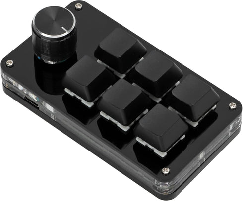 Sonew One Handed Mechanical Keyboard, Programmable with Knob, 6 Key Mini Gaming Keypad, Shortcut DIY (Black)
