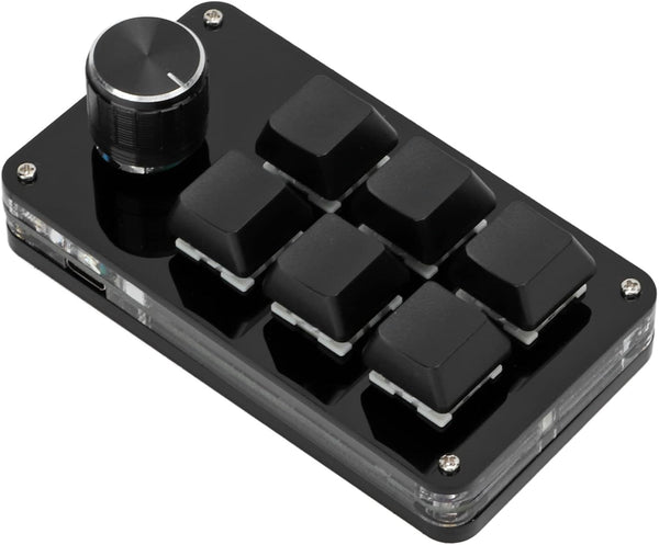 Sonew One Handed Mechanical Keyboard, Programmable with Knob, 6 Key Mini Gaming Keypad, Shortcut DIY (Black)