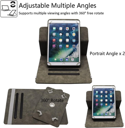 Universal 8 Inch Tablet Case, 7 Inch Rotating Cover for 7-8 Inch Android Tablet, Dluggs 360 Degree Stand Case, Black