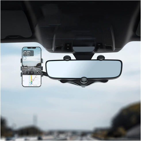 Maxicea Phone Holder for Rear View Mirror, 360° Adjustable Car Mount for Phone and GPS Holder