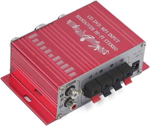 Ruilogod 2-CH Mini Hi-Fi Car Boat Audio Stereo Amplifier DVD MP3 Player Red