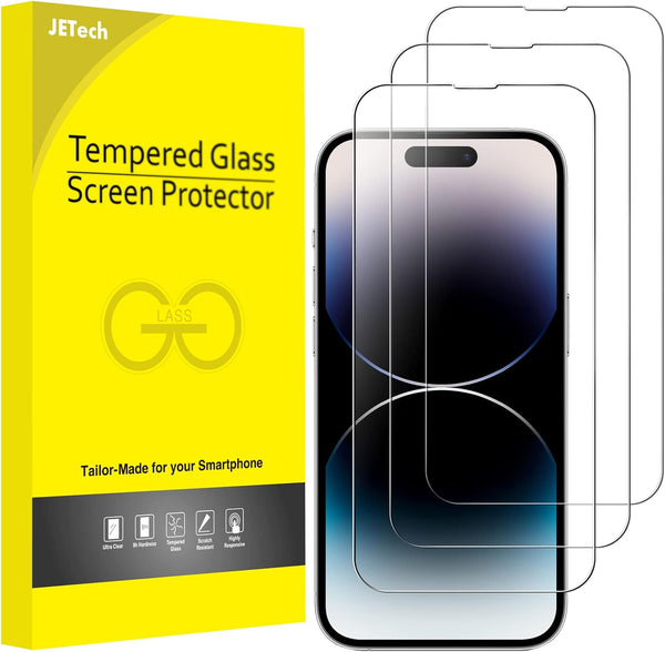 JETech Full Coverage Screen Protector for iPhone 14 Pro Max 6.7-Inch, 9H Tempered Glass Film, HD Clear, 3-Pack