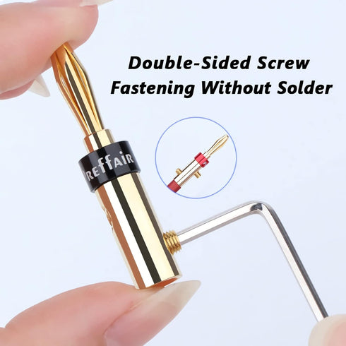 Preffair 8 Pcs HiFi Audio Locking Banana Plugs for Speaker Cable, 24K Gold Plated Bi-Wire Connector Terminal