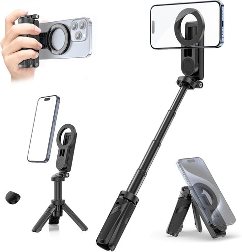 ULANZI Magnetic Phone Tripod, JJ03 Portable Selfie Stick Tripod for Magsafe with Remote,
