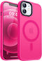 CANSHN Slim Shockproof Case for iPhone 12/12 Pro 6.1" - Hot Pink, Translucent Matte, MagSafe Compatible Bumper Cover.