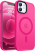 CANSHN Slim Shockproof Case for iPhone 12/12 Pro 6.1" - Hot Pink, Translucent Matte, MagSafe Compatible Bumper Cover.