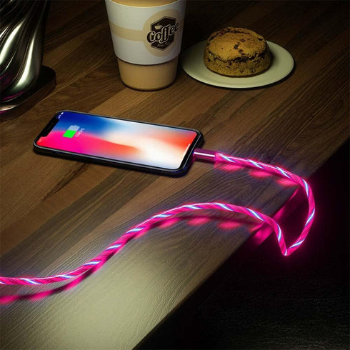 3 in 1 Multi Charging Cable LED Flowing Light Up Charger Cable, Micro Type-C Charging Cable, USB-C Fast USB Charger Cord for Most Smart Phone (Red)