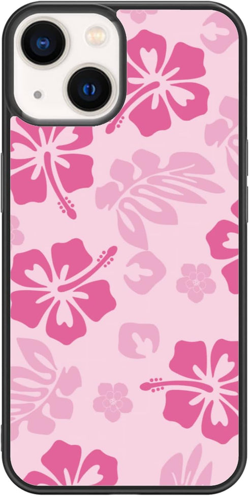 iPhone 13 Case - Pink Hibiscus Shockproof TPU, Cute Flower Design, 6.1 Inch, Protective Phone Case for Men, Girls,