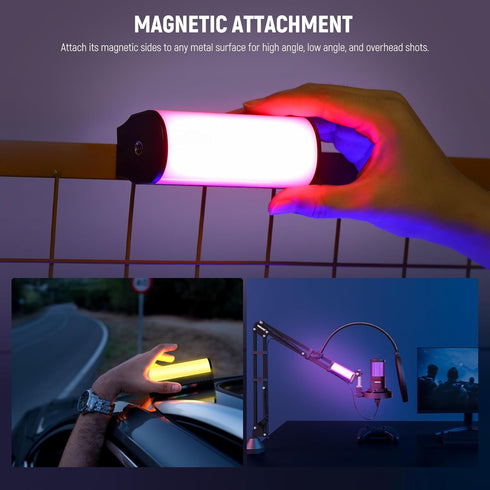 NEEWER Magnetic Handheld Light Wand - 360° RGB Mini LED Video Light Stick with APP Control for Photography