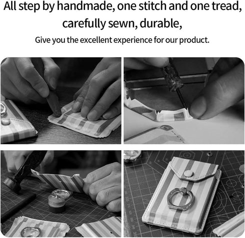 RFID Cell Phone Card Holder Stick on Wallet for Back of Phone, Green Striped for iPhone Android Smartphones