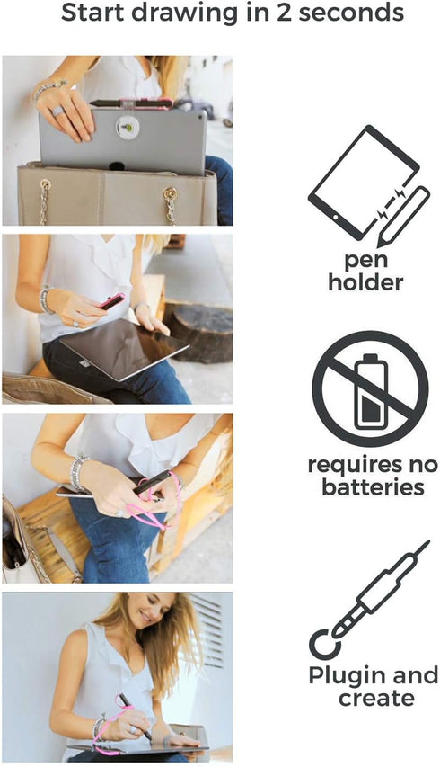 Pressure Sensitive Smart Stylus Pen with Palm Rejection, Battery-Less, Compatible with iPad/iPhone/Android