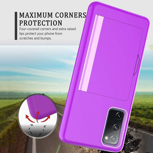 Galaxy S20 FE Case - Grey Silicone Hybrid Protective Wallet Cover with Card Holder for Samsung Galaxy S20 FE