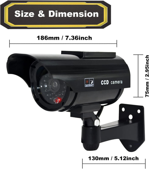 F FINDERS&CO Solar Powered Fake Security Camera, Bullet Dummy Surveillance System with Flashing Lights