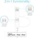 Apple MFi Certified 2 in 1 Charger Cable, 3 FT Lightning & Micro USB, Compatible with iPhone X, 8, 7 Plus, Android.